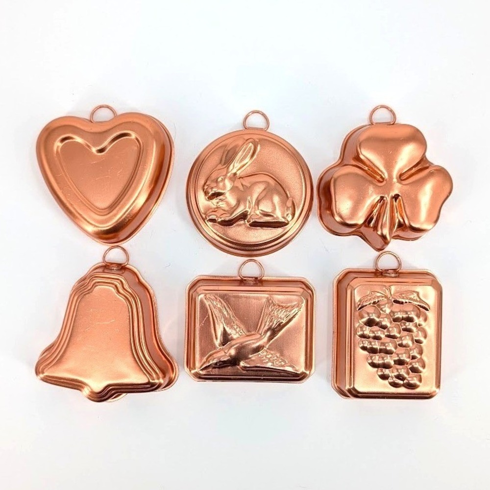 Vintage Copper-Tone Aluminum Alumilite Mold Set – Rabbit, Clover, Grapes + More - Picture 2 of 4